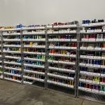 A picture of the shelves with over 300 thread colors